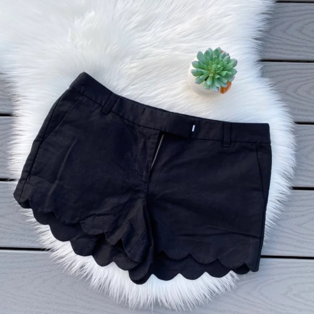 J. Crew Scalloped Black Shorts